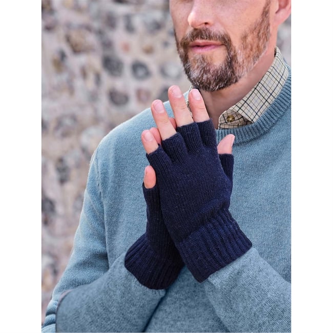 Men's Essential Lambswool Fingerless Gloves